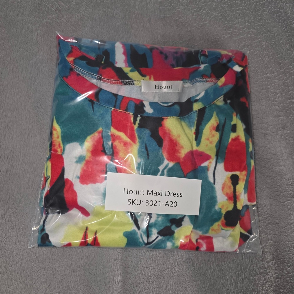 Hount Womens Abstract Watercolor Print Sleeveless Maxi Dress Red Blue Size Large - Picture 15 of 15